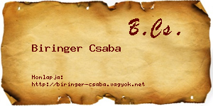 Biringer Csaba névjegykártya